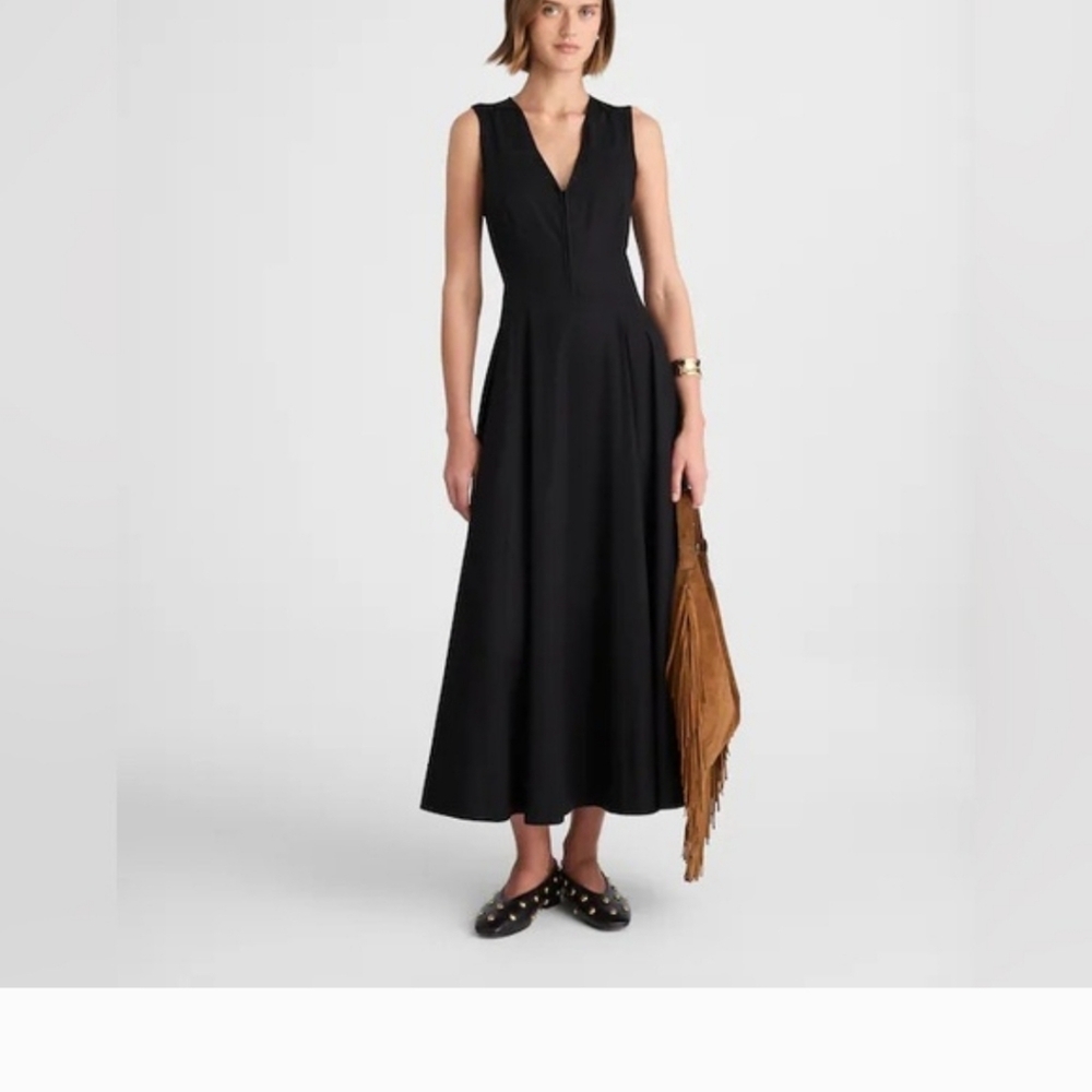 Madewell Black V-Neck Yana Midi Dress NW050 Sz 0 4